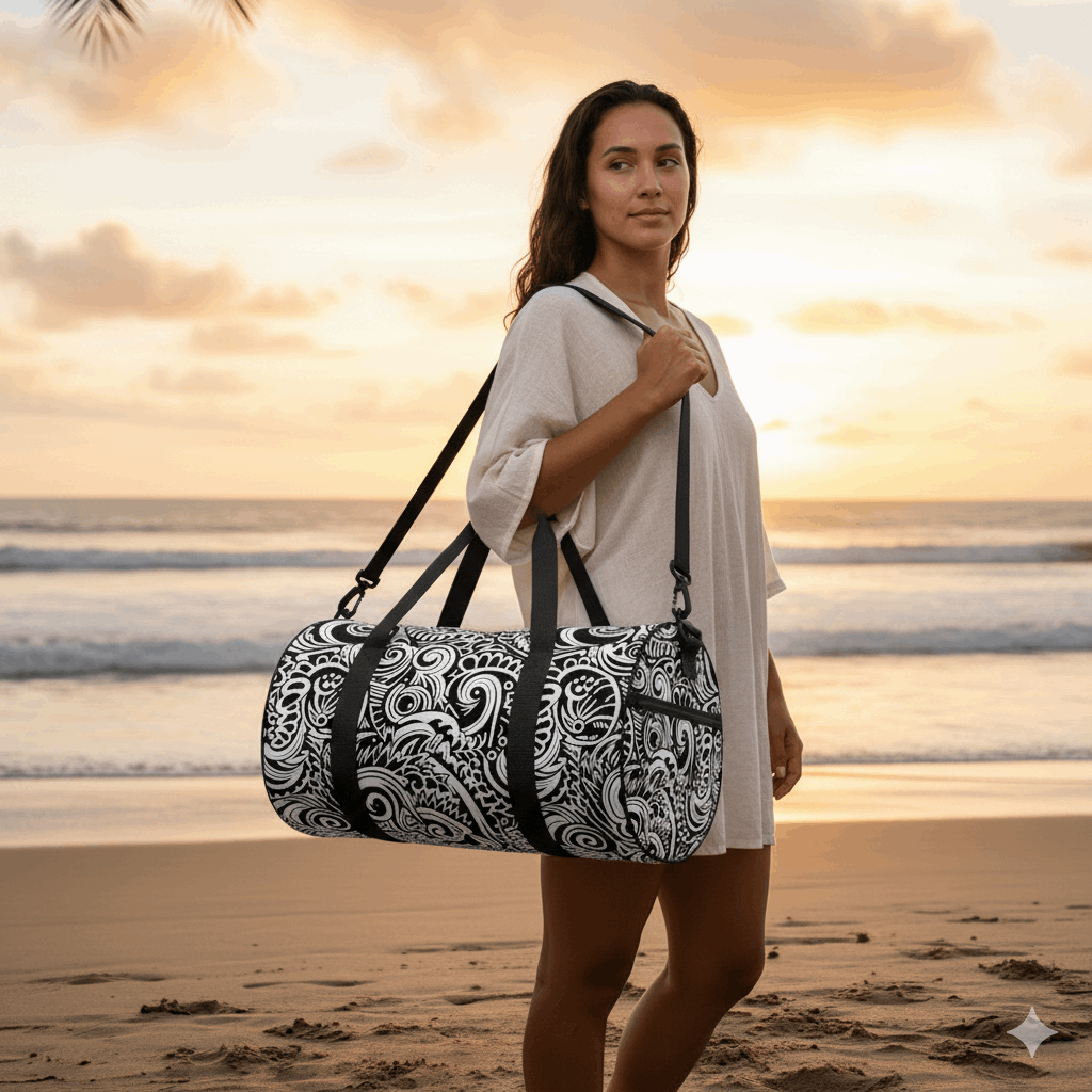 Ocean Spirit Polynesian Cylindrical Duffle Bag