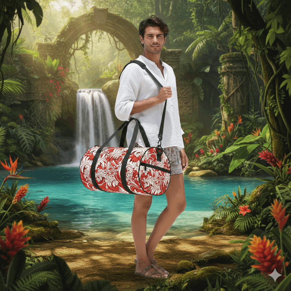 Crimson Tide Polynesian Cylindrical Duffle Bag