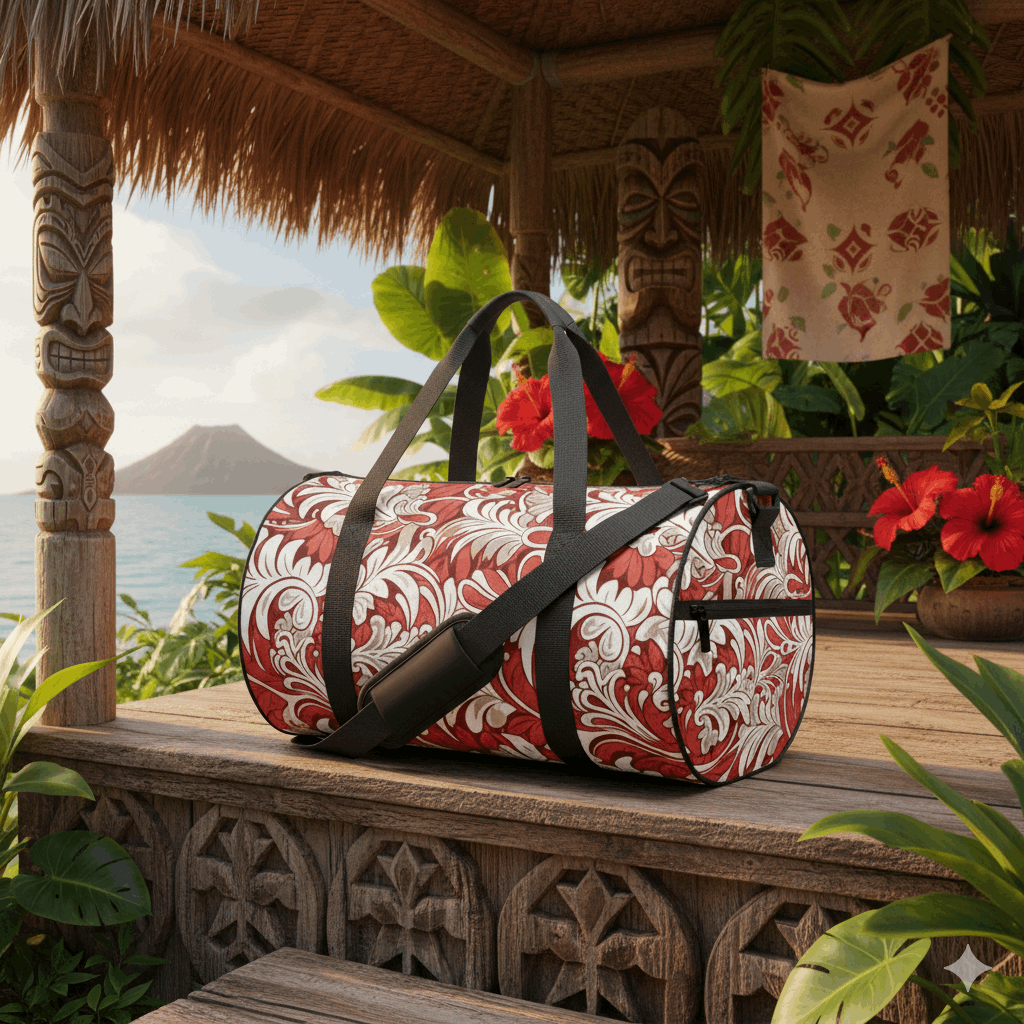 Crimson Tide Polynesian Cylindrical Duffle Bag