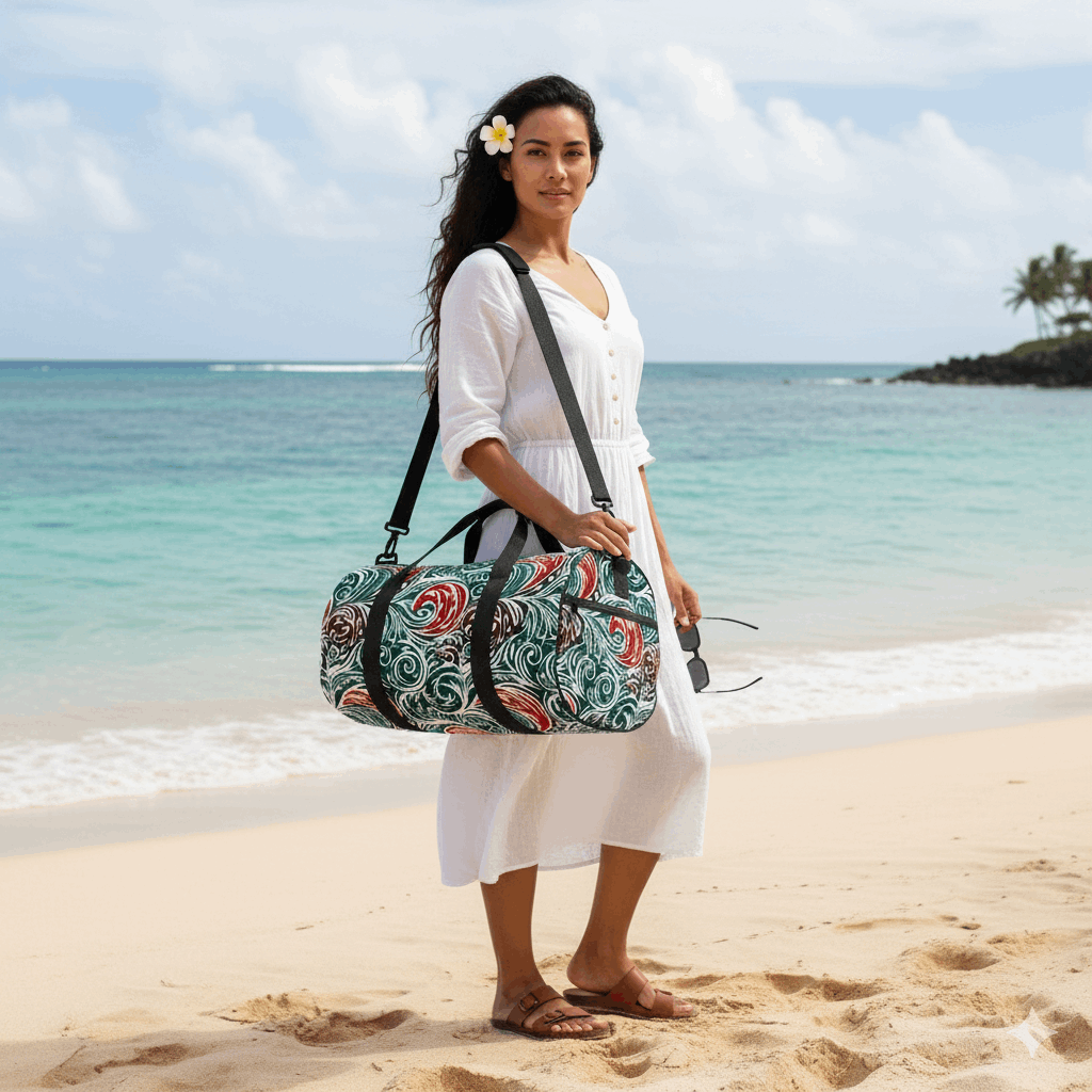Island Swell Polynesian Cylindrical Duffle Bag