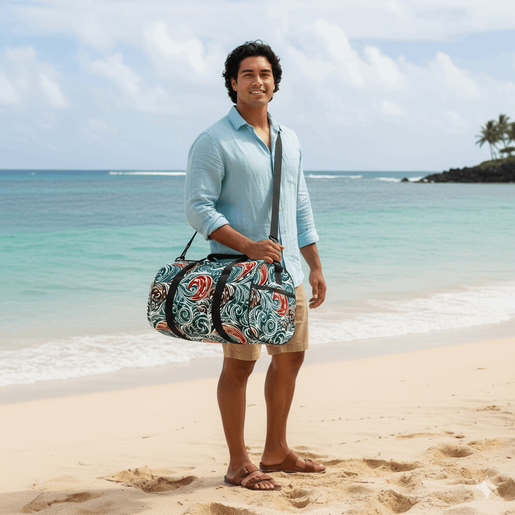 Island Swell Polynesian Cylindrical Duffle Bag