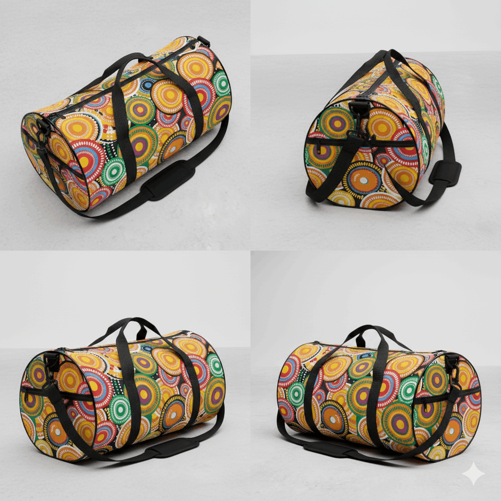 Desert Dream Aboriginal Cylindrical Duffle Bag