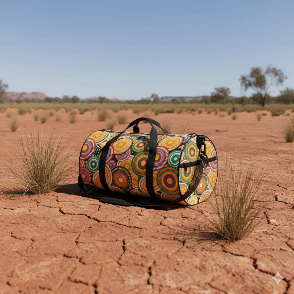 Desert Dream Aboriginal Cylindrical Duffle Bag
