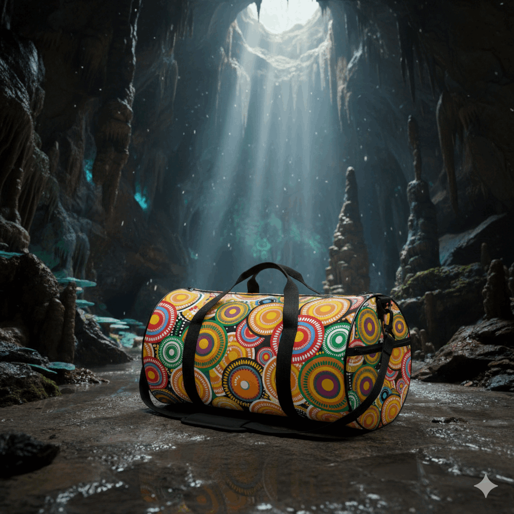 Desert Dream Aboriginal Cylindrical Duffle Bag
