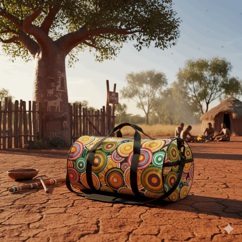 Desert Dream Aboriginal Cylindrical Duffle Bag