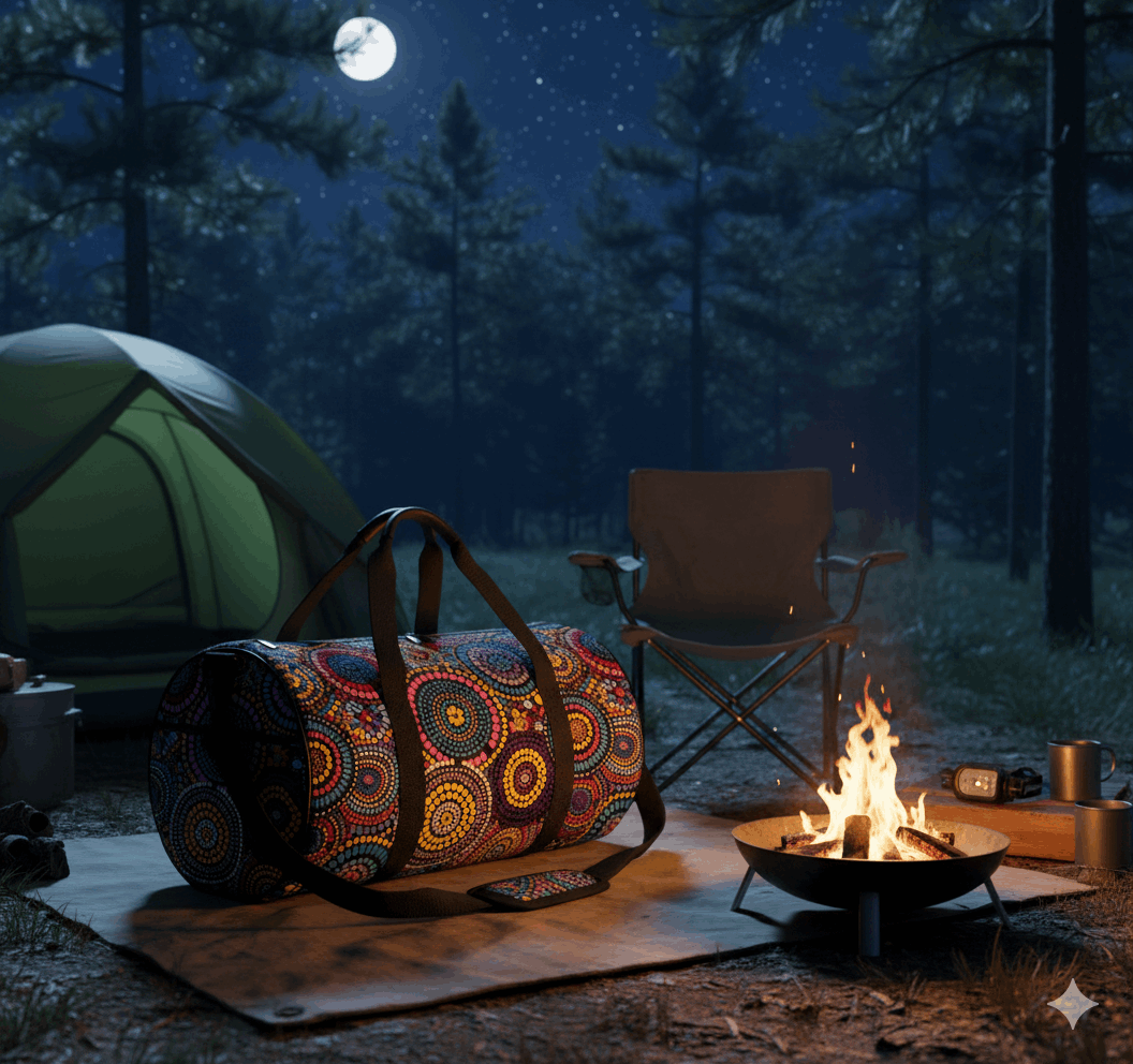 Rainbow Dreaming Aboriginal Cylindrical Duffle Bag