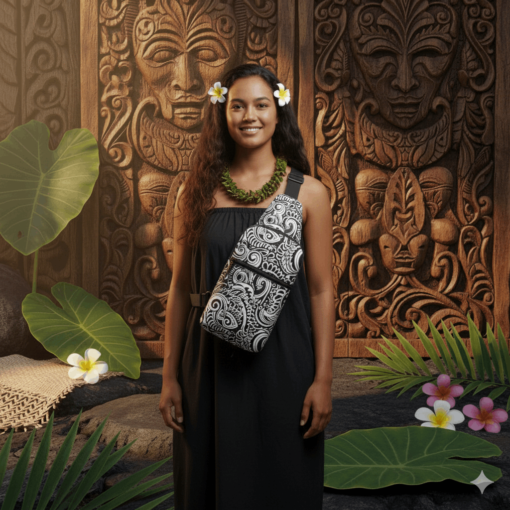 Warrior Tide Polynesian Crossbody Sling Bag